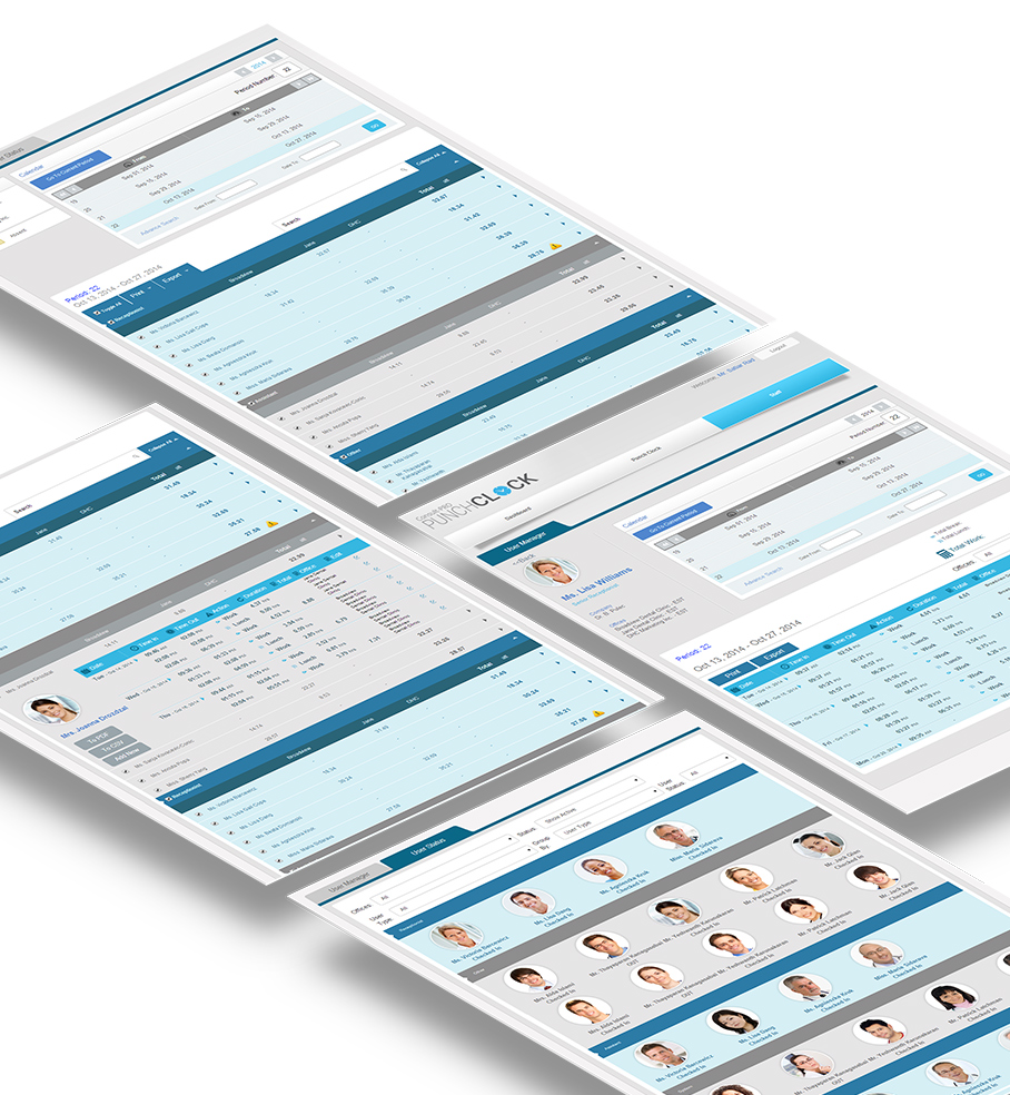 Time-Tracking Admin App screens